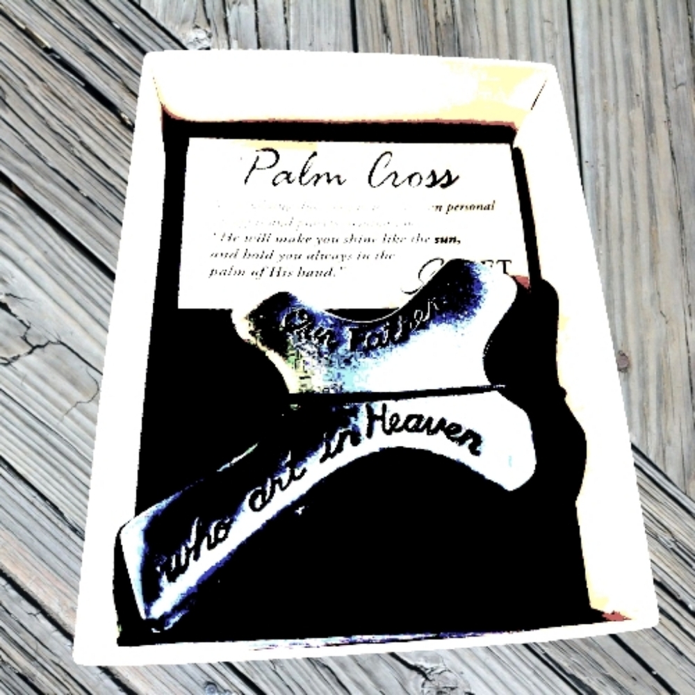 New Cathedral Art A Prayer Away Silver Metal Palm Handheld Cross For Comfort